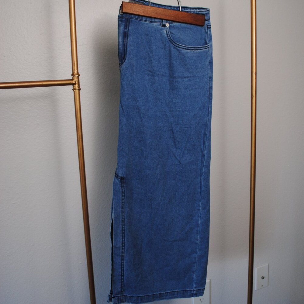 High Waisted Long Jean Skirt